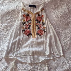 White Embroidered Tank